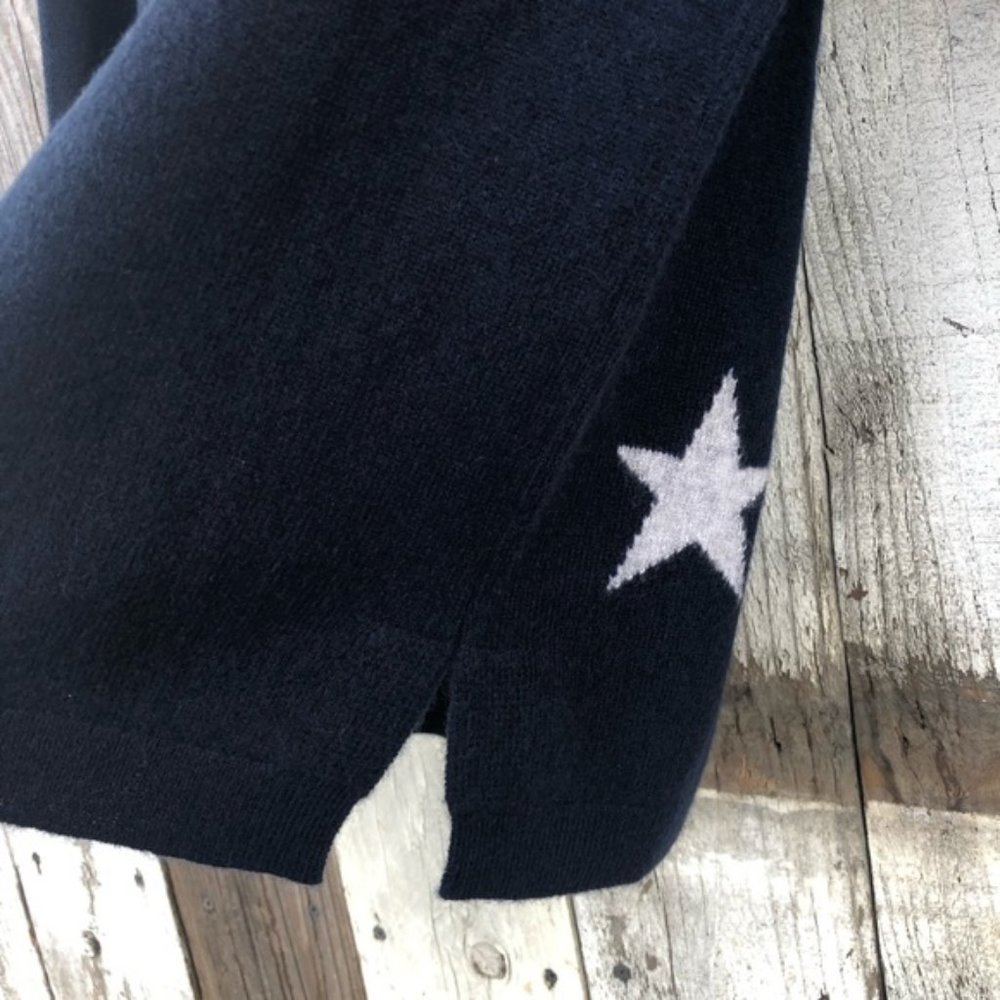 J. Crew Cashmere Star Navy Pullover - Picture 7 of 9